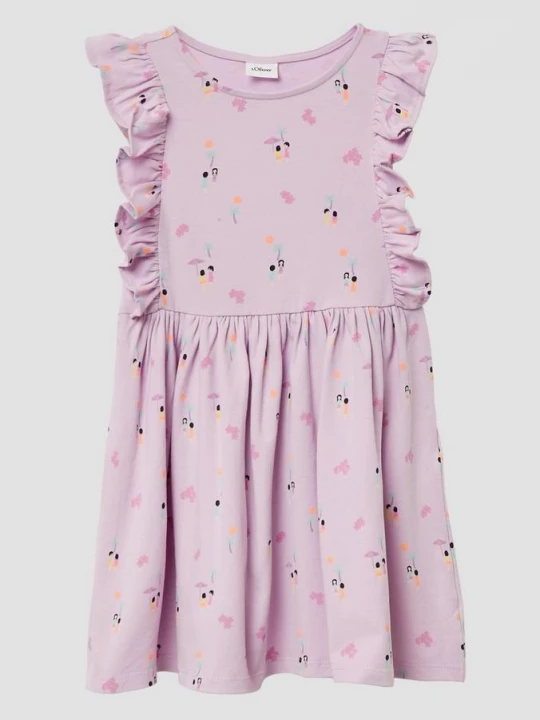 Foto van product Korte jurk met print all-over en volantmouwen s.Oliver roze
