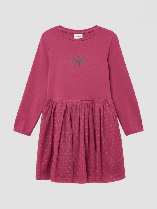 Foto van product Korte jurk met rok van mesh en glitterprint s.Oliver roze