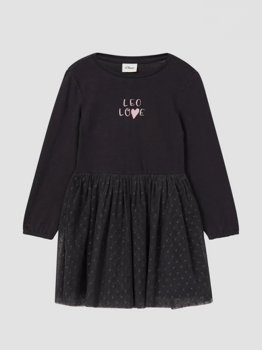 Foto van product Korte jurk met rok van mesh en glitterprint s.Oliver zwart