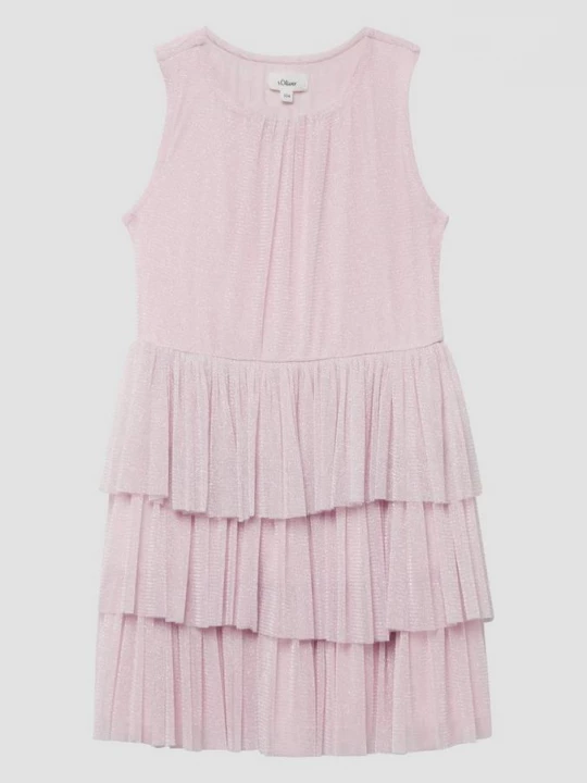 Foto van product Korte jurk met ruches van glinsterende netstof s.Oliver roze