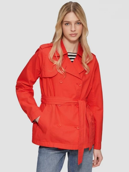 Foto van product Korte katoenen trenchcoat met riem QS rood