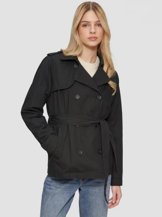 Foto van product Korte katoenen trenchcoat met riem QS zwart