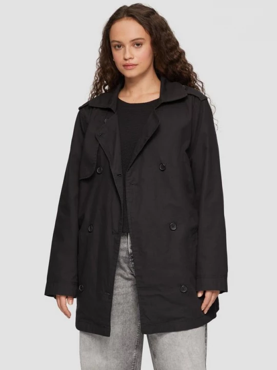 Foto van product Korte katoenen trenchcoat met riem QS zwart