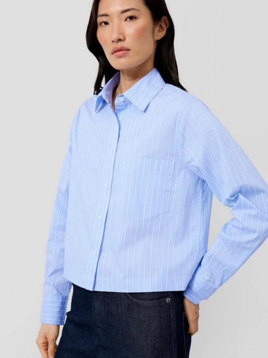 Foto van product Korte overhemdblouse in popeline s.Oliver blauw
