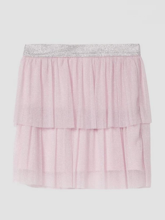 Foto van product Korte rok van mesh met plooitjes en glitters s.Oliver roze