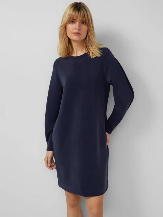 Foto van product Korte scuba-jurk met plooidetail op de mouw s.Oliver blauw