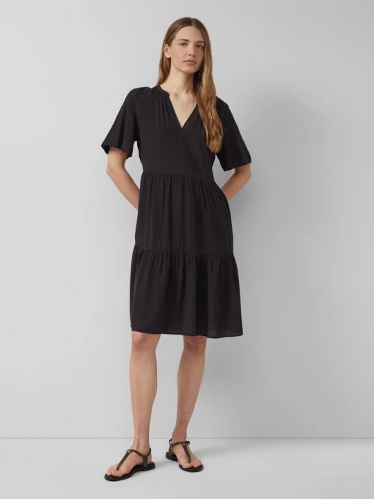 Foto van product Korte viscose jurk met plooien s.Oliver zwart