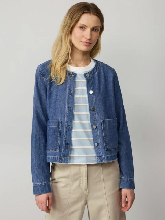 Foto van product Korter denim jack met opgestikte zakken s.Oliver blauw