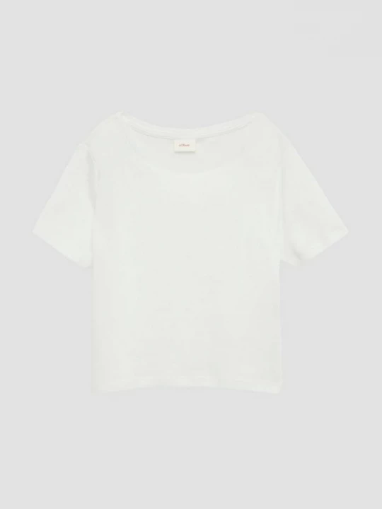 Foto van product Korter geribd shirt met slim fit s.Oliver wit