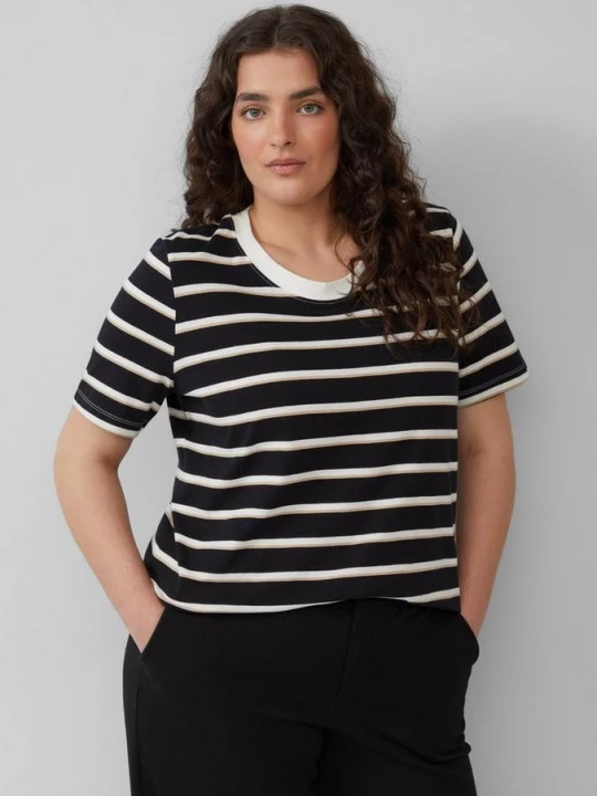 Foto van product Korter katoenen T-shirt met strepen s.Oliver zwart