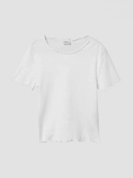 Foto van product Korter T-shirt in een slim fit met golvende zoom s.Oliver wit
