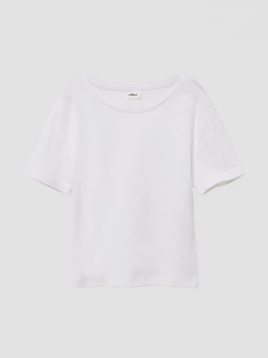 Foto van product Korter T-shirt in een slim fit van ribstof s.Oliver wit