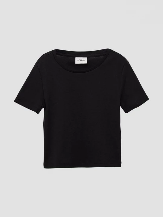 Foto van product Korter T-shirt in een slim fit van ribstof s.Oliver zwart