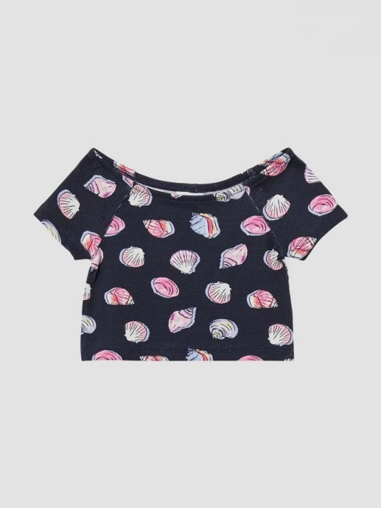 Foto van product Korter T-shirt van ribstof met off-the-shoulder hals s.Oliver blauw