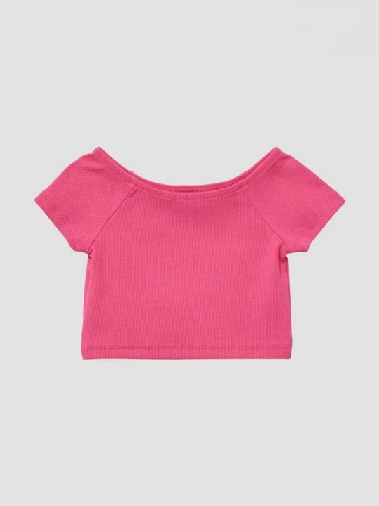 Foto van product Korter T-shirt van ribstof met off-the-shoulder hals s.Oliver roze