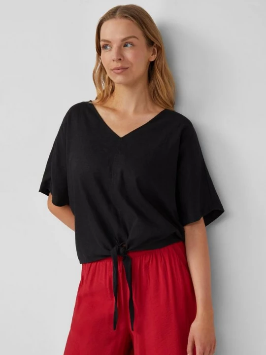 Foto van product Kortere blouse met relaxed fit van een linnenmix s.Oliver zwart