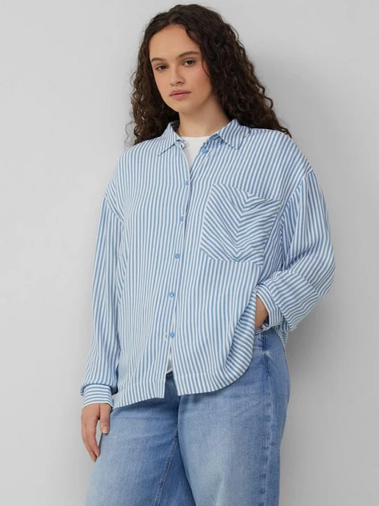 Foto van product Kortere blouse van viscose QS blauw