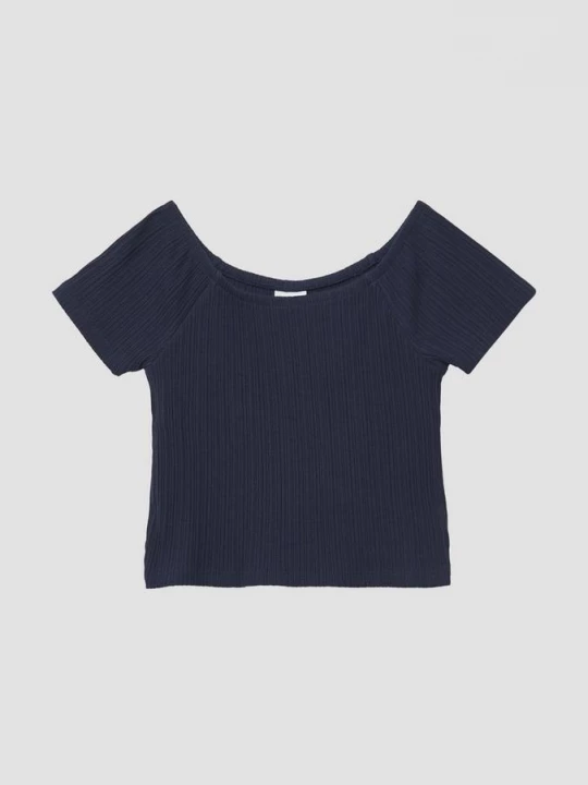 Foto van product Kortere off-shoulder shirt met een slim fit s.Oliver blauw