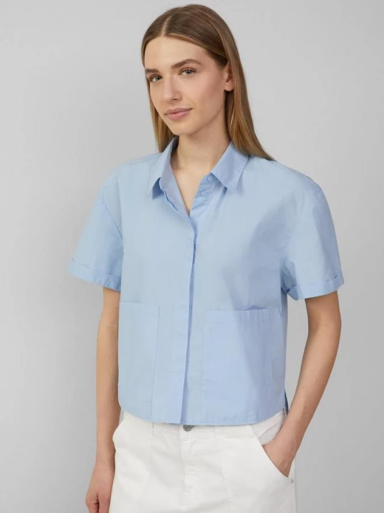 Foto van product Kortere overhemdblouse in een relaxed fit met opgestikte zakken s.Oliver blauw