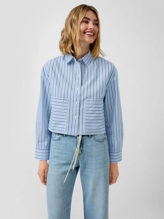Foto van product Kortere poplin blouse in een ontspannen pasvorm s.Oliver blauw