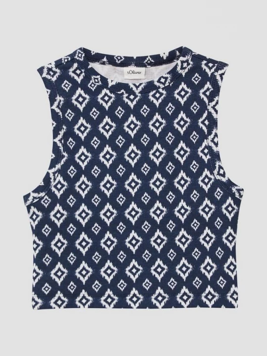 Foto van product Kortere tanktop van ribstof in een slim fit s.Oliver blauw
