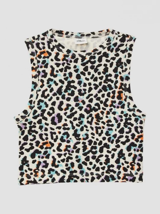 Foto van product Kortere tanktop van ribstof in een slim fit s.Oliver crème