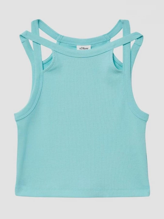 Foto van product Kortere tanktop van ribstof met cut-outs s.Oliver rood
