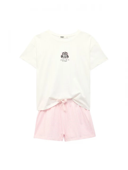 Foto van product Koton Korte pyjama ecru / antraciet / rosé