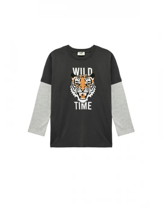 Foto van product Koton Shirt antraciet / grijs gemêleerd / donkeroranje / zwart