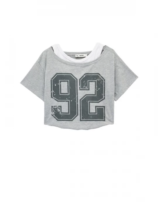 Foto van product Koton Shirt grijs / donkergrijs / wit