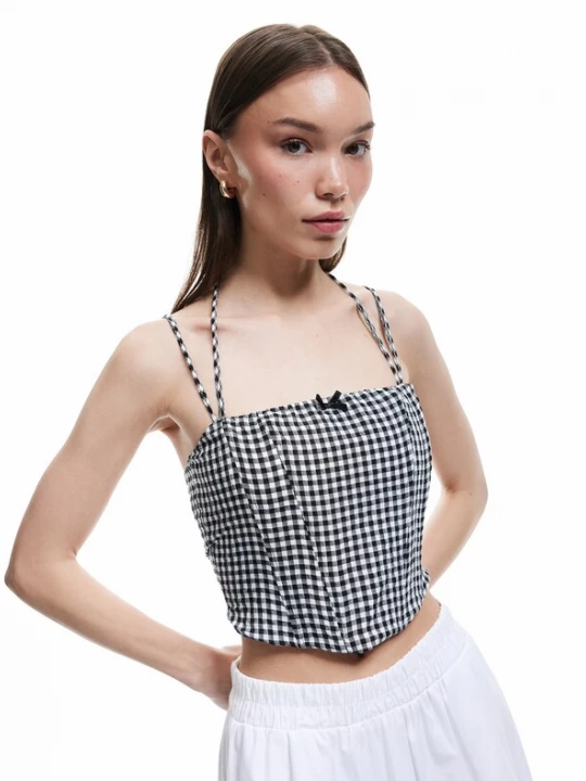 Foto van product Koton Top zwart / zwart gemêleerd / wit