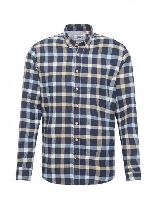 Foto van product Kronstadt Overhemd 'Dean' ecru / navy / lichtblauw / wit