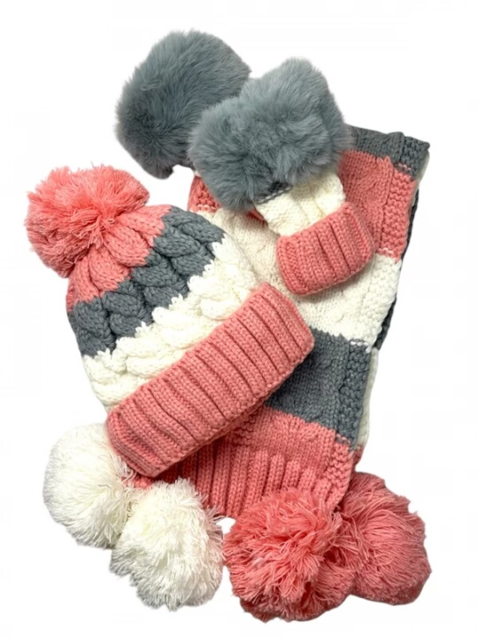 Foto van product Kumixi Muts 'Set: Mütze & Loop Schal & Handschuhe' abrikoos