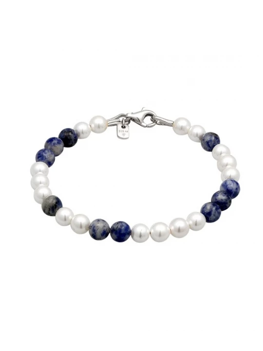 Foto van product KUZZOI Armband blauw / grijs / zilver / parelwit
