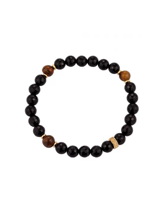 Foto van product KUZZOI Armband donkerbruin / goud / zwart