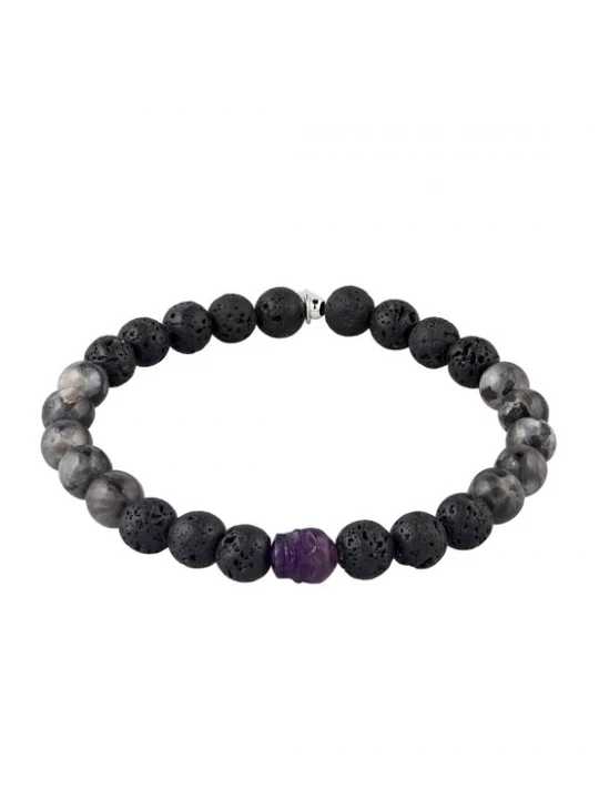 Foto van product KUZZOI Armband grijs gemêleerd / donkerlila / zwart