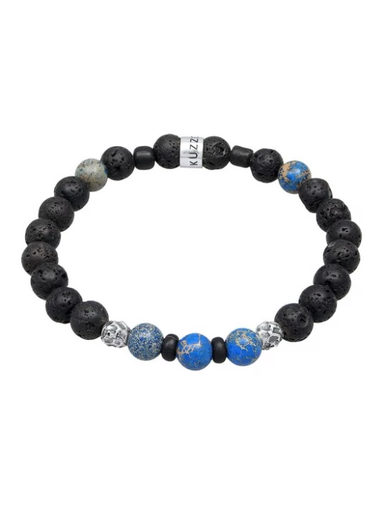 Foto van product KUZZOI Armband hemelsblauw / zwart / zilver