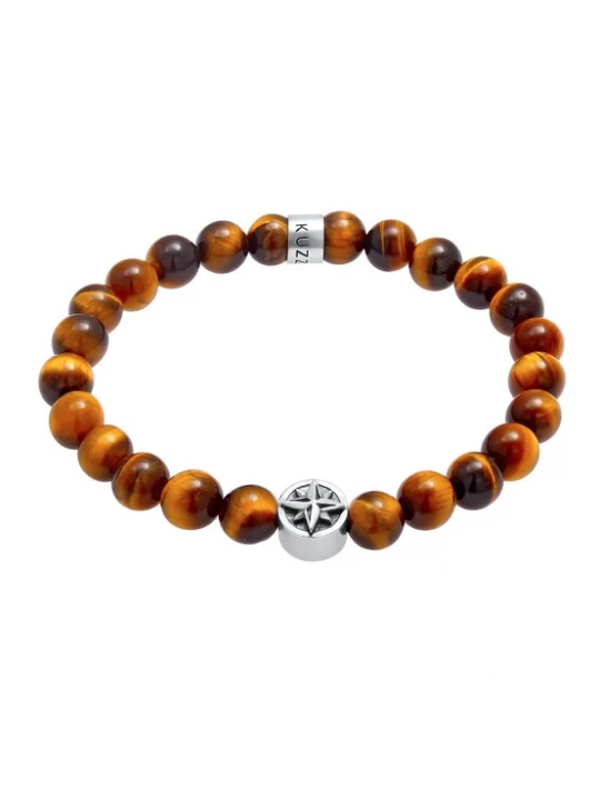 Foto van product KUZZOI Armband 'Kompass' bruin gemêleerd / zilver