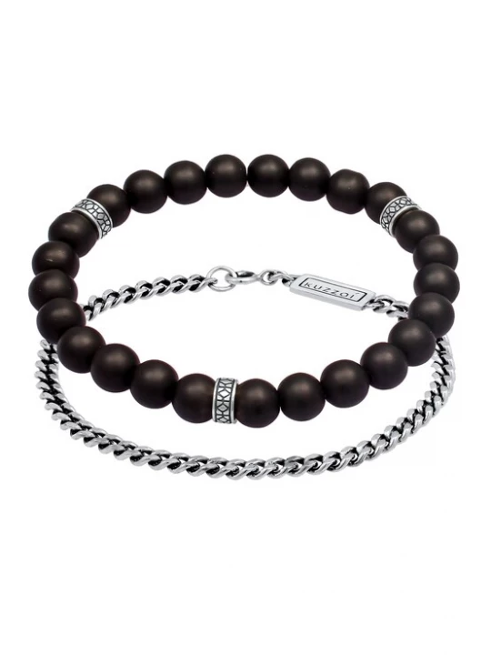 Foto van product KUZZOI Armband 'Onyx' zwart / zilver