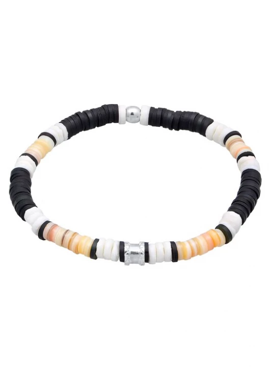 Foto van product KUZZOI Armband sand / zwart / zilver / wit
