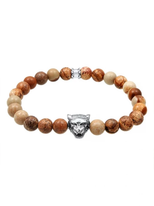Foto van product KUZZOI Armband 'Tiger' bruin / lichtbruin / zilver
