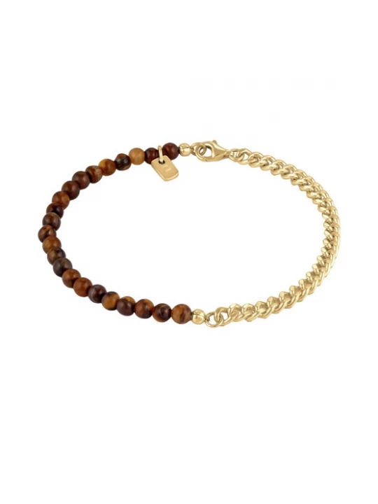 Foto van product KUZZOI Armband 'Tigers Eye' bruin / goud