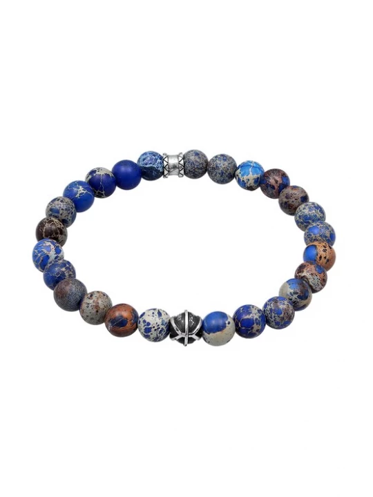 Foto van product KUZZOI Armband ultramarine blauw / donkerblauw / aardetinten / zilver