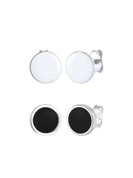 Foto van product KUZZOI Oorbel zwart / zilver / wit