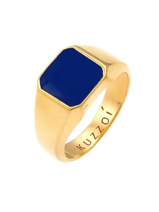 Foto van product KUZZOI Ring 'Enamel' donkerblauw / goud