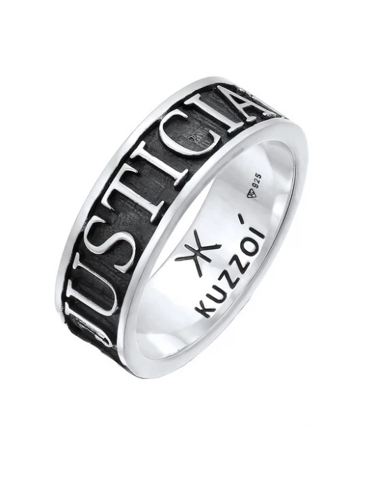 Foto van product KUZZOI Ring 'JUSTICIA VERITAS' grijs / zilver