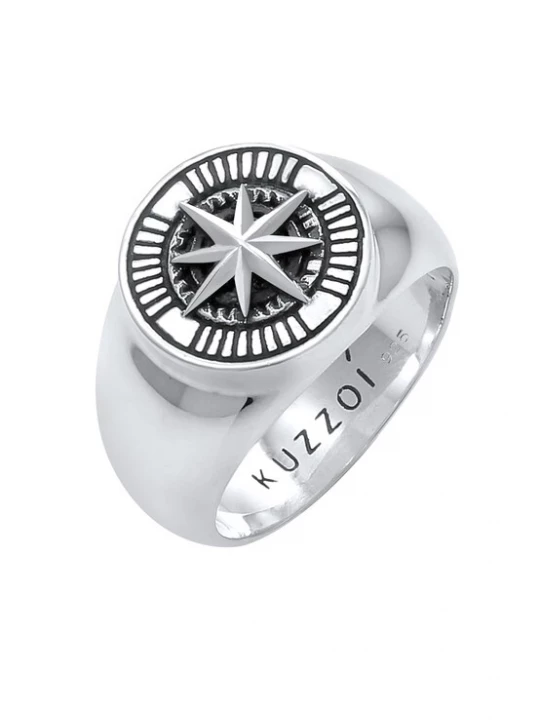 Foto van product KUZZOI Ring 'Kompass' antraciet / zilver