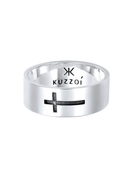 Foto van product KUZZOI Ring 'Kreuz' zwart / zilver