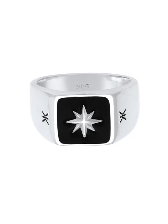 Foto van product KUZZOI Ring 'Siegel' zwart / zilver