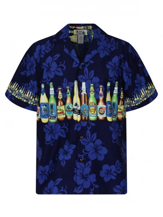 Foto van product KY's Overhemd 'Bierflaschen Brustdruck' blauw